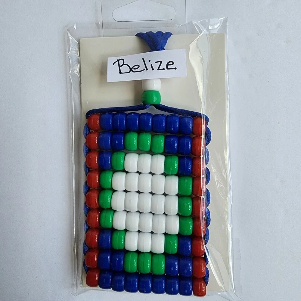 Belize Flag Car Rearview‎ Mirror Danglers . Mini Flag 2.5